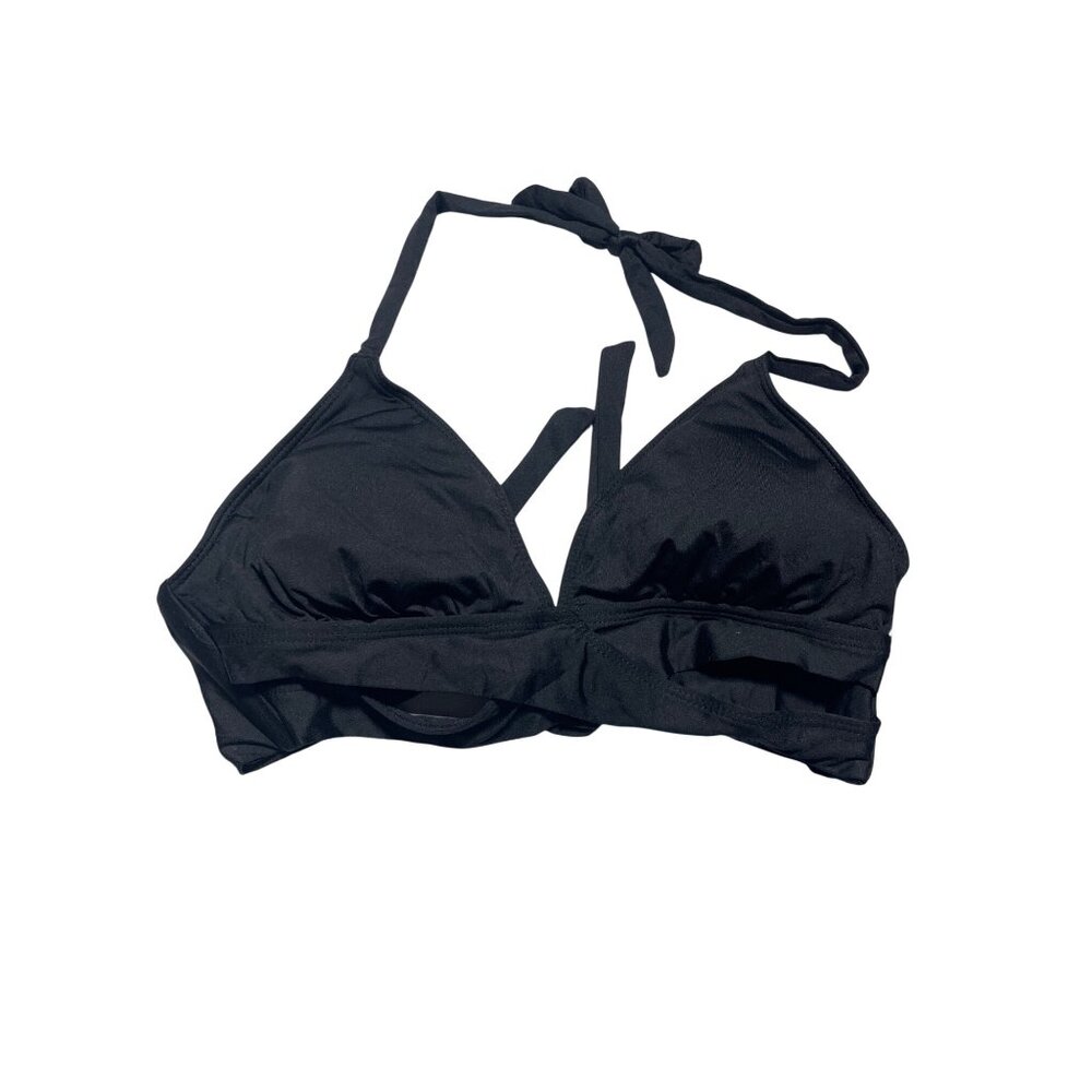 Shade & Shore‎ Black Bikini Top Size M Adjustable Halter Tie Design